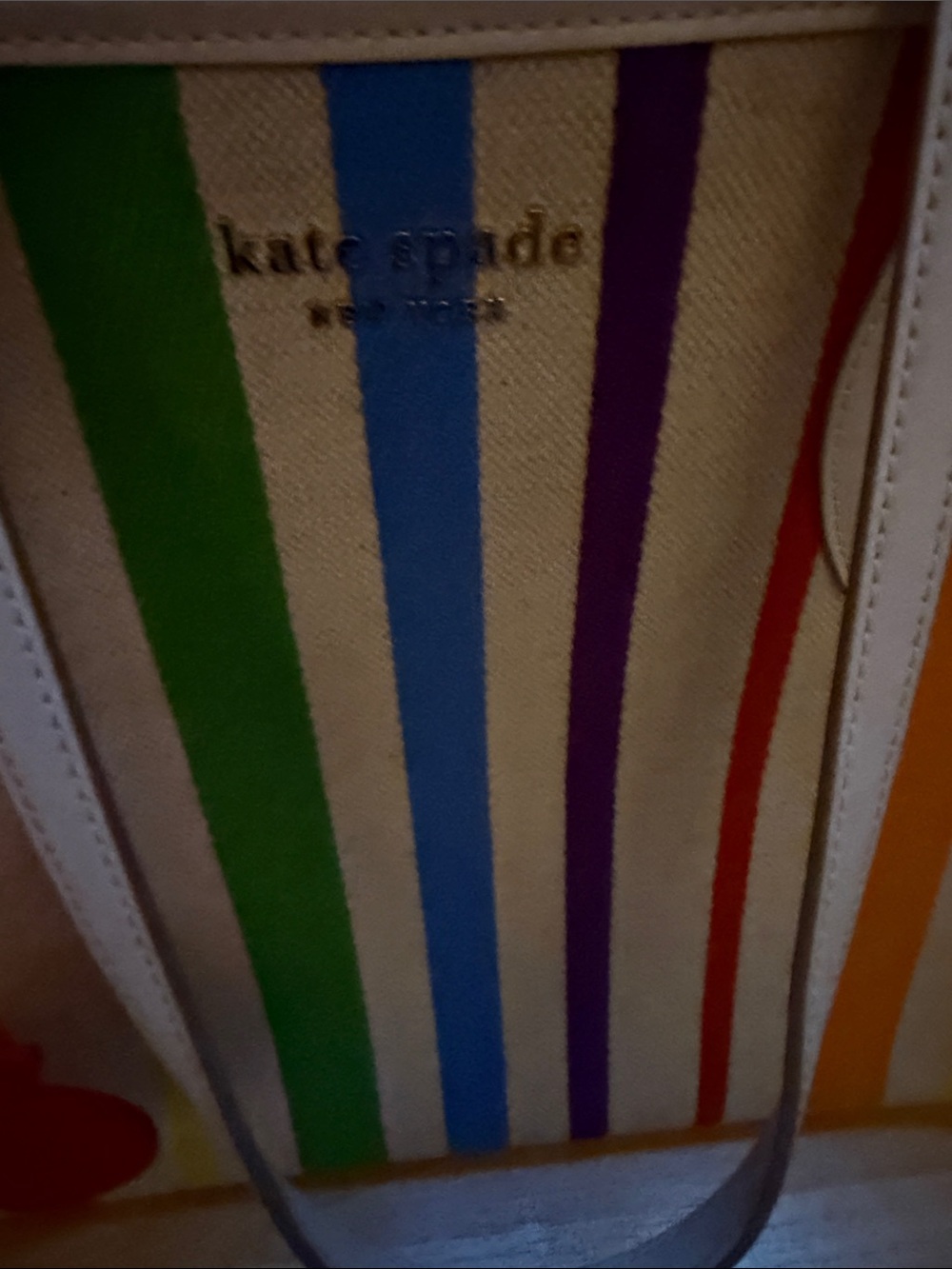 kate spade White Multicolor Rainbow Stripe Tote NWOT - Picture 4 of 12